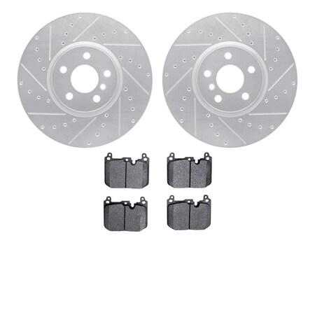 Dynamic Friction Co 7502-32027, Rotors-Drilled and Slotted-Silver with 5000 Advanced Brake Pads, Zinc Coated 7502-32027